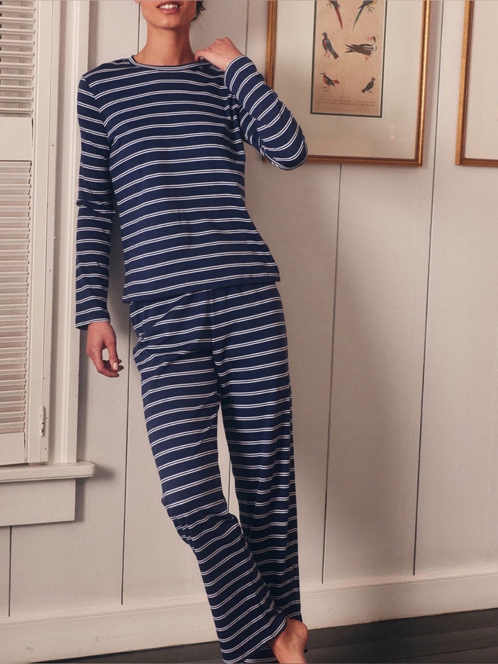 LAKE Pima Crew Short-Long Set in English Navy Fair Isle- Small